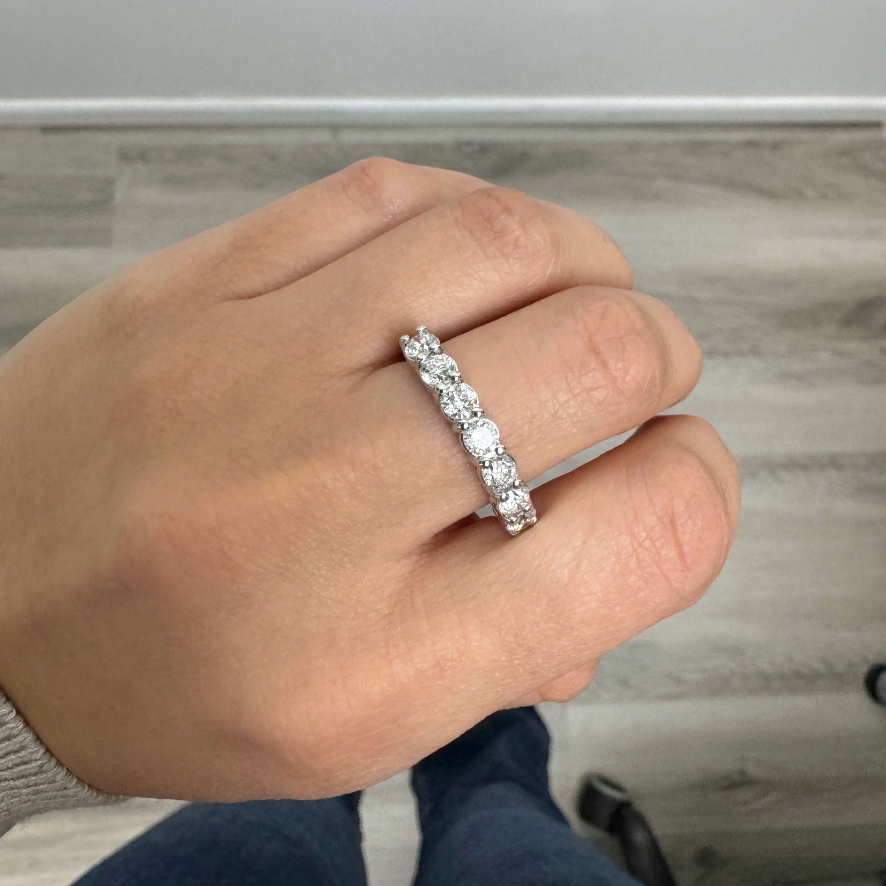 Lab Grown Diamond 7 Stone Half Eternity Ring | Mansi Jewelry