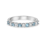 Load image into Gallery viewer, Paraíba Tourmaline and Diamond Half Eternity Ring in 18k white gold
