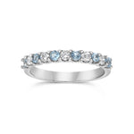 Load image into Gallery viewer, Paraíba Tourmaline and Diamond Half Eternity Ring in 18k white gold
