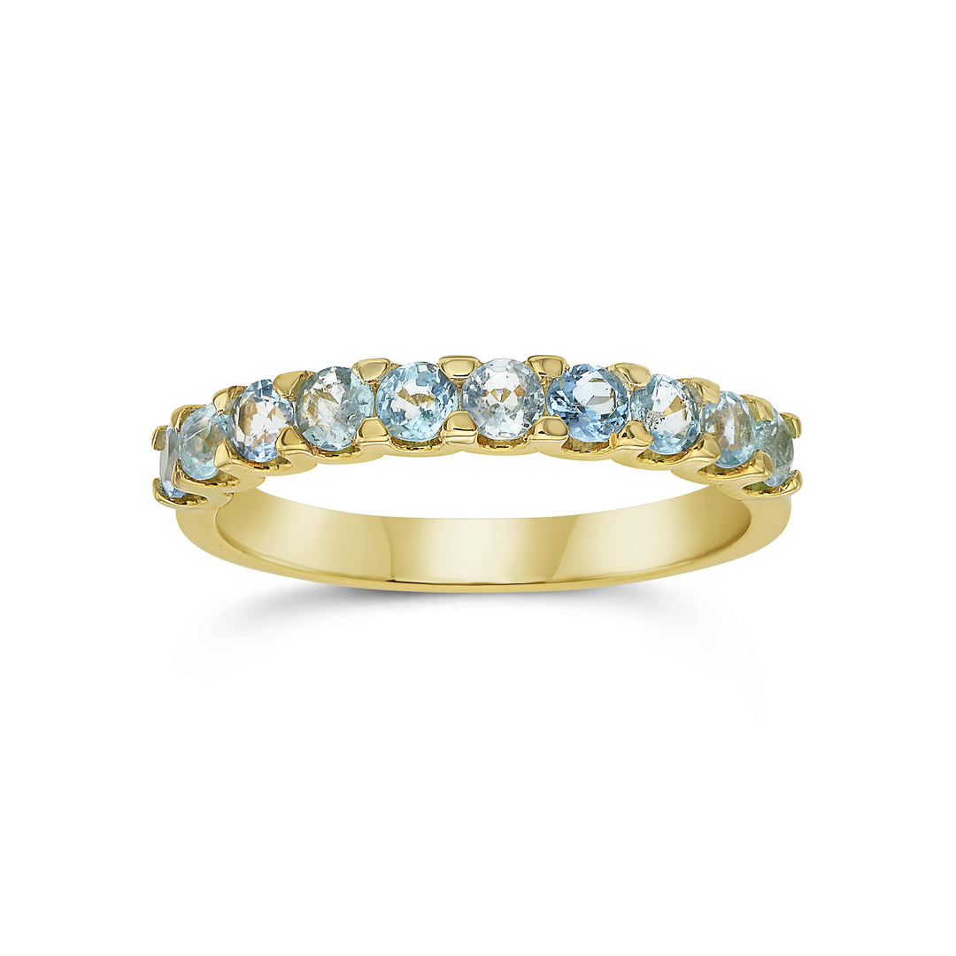 paraiba tourmaline stackable ring in 18k yellow gold on model