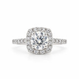 Round Diamond Engagement Ring with Halo and Pave Diamonds