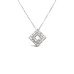 Load image into Gallery viewer, unique jewelry, unique pendant, unique necklace with only baguette diamonds and a cable chain that is 18in that is adjustable to 16in. White gold baguette diamond necklace, layering necklace. Square necklace, square pendant, geo art jewelry, geo art necklace
