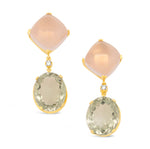 Load image into Gallery viewer, Rose Quartz and Prasiolite Drop Earrings
