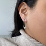 Load image into Gallery viewer, 14k white gold paperclip chain dangling earrings
