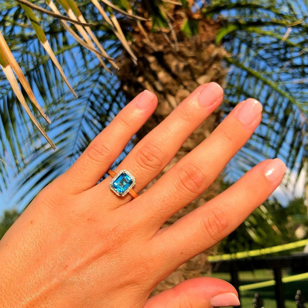 Blue Topaz and Diamond Ring-2