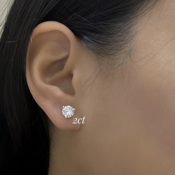 3 Prong Lab Diamond Stud Earrings