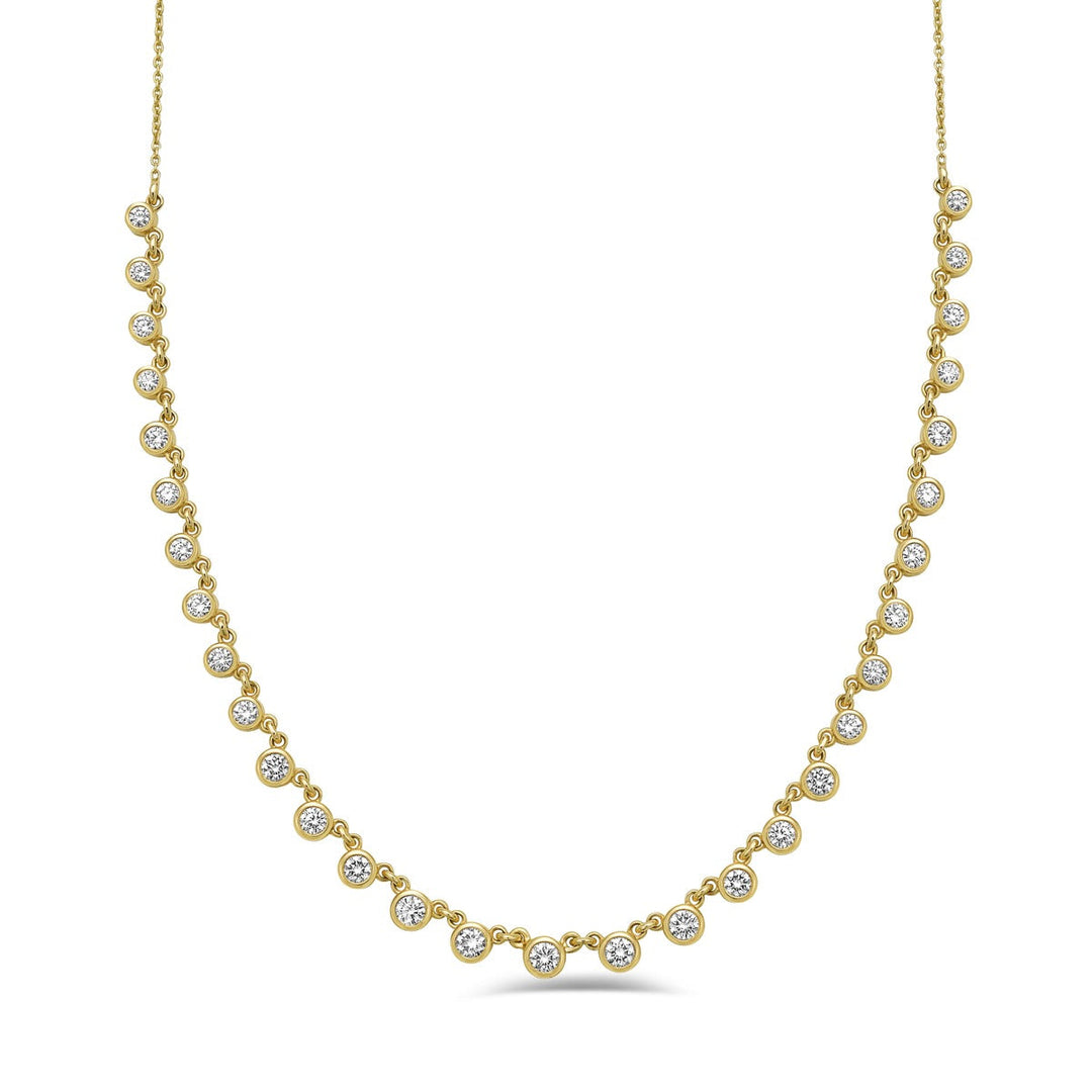 31 diamond station necklace adjustable in 14k gold