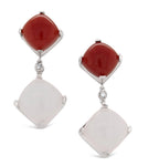 Carnelian and White Chalcedony Drop Earrings