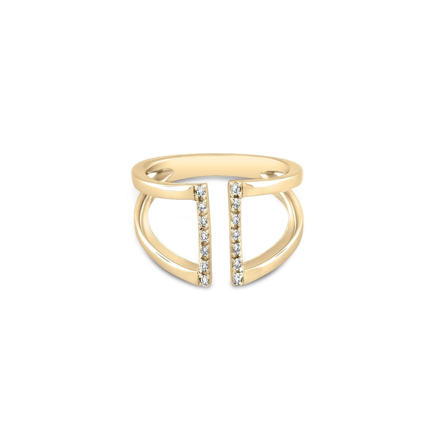Open Diamond Bar Gold Ring