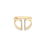 Open Diamond Bar Gold Ring