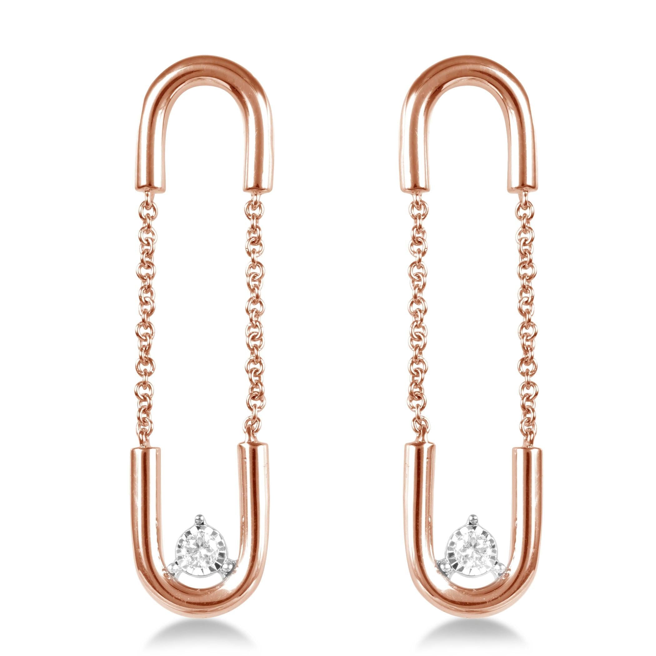 Paperclip Dangling Diamond Earrings