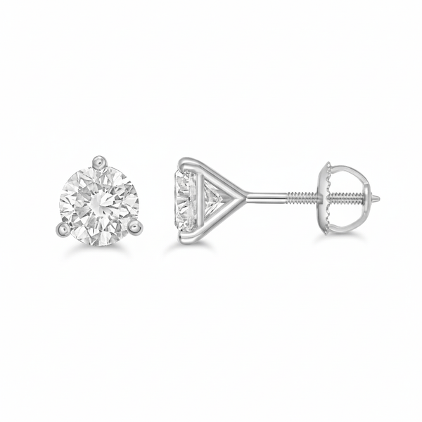 3 Prong Lab Diamond Stud Earrings