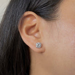 Load image into Gallery viewer, 3ct diamond studs on model
