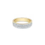 Triple Row Diamond Wide Band Ring