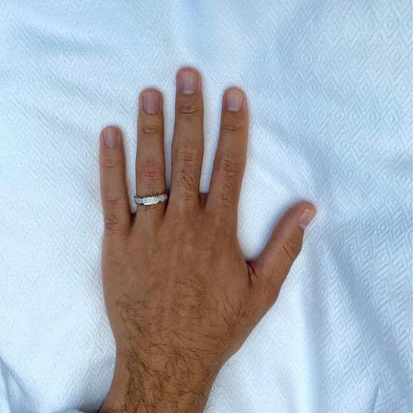 Triple Row Diamond Wide Band Ring