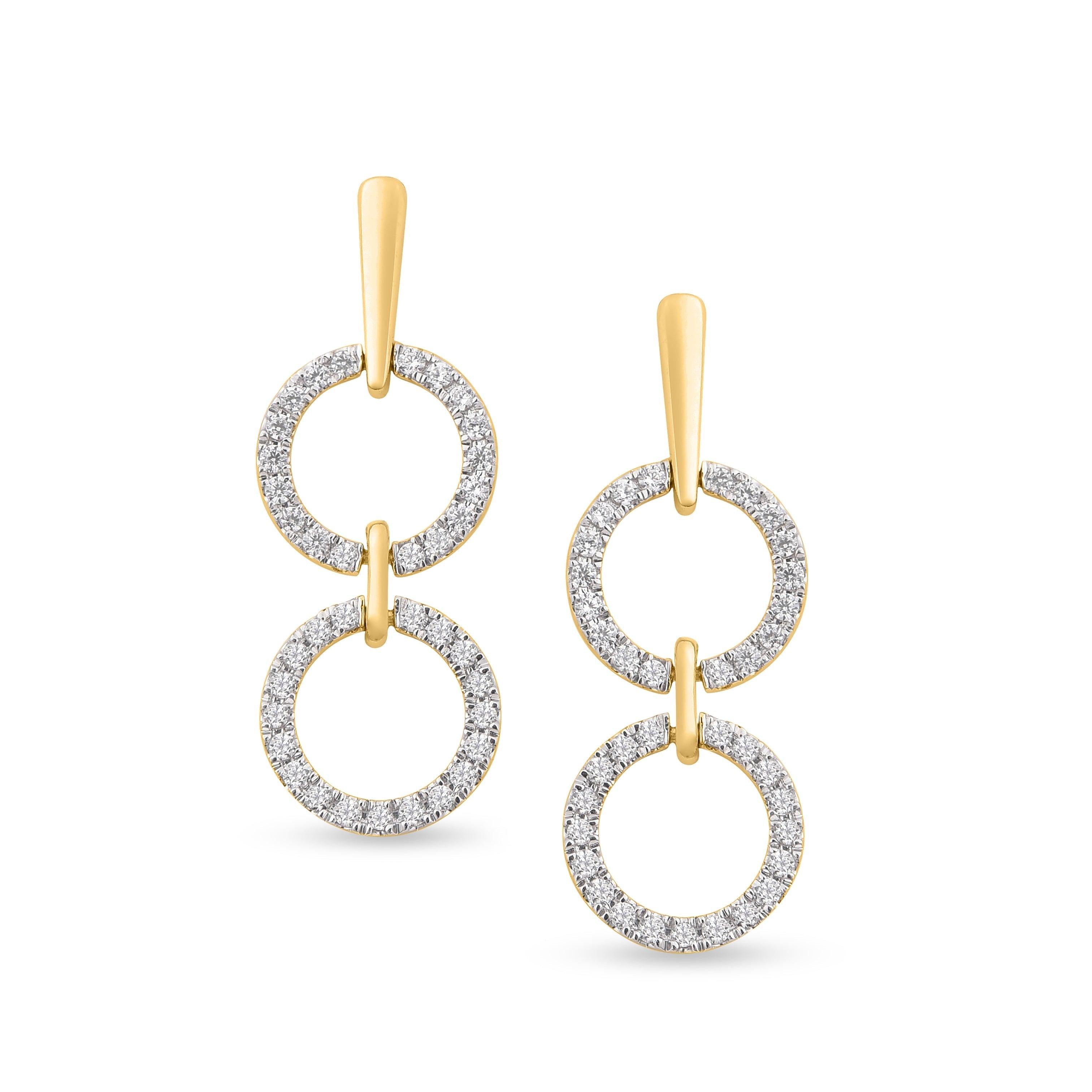 Full Circle Link Dangling Diamond Earrings