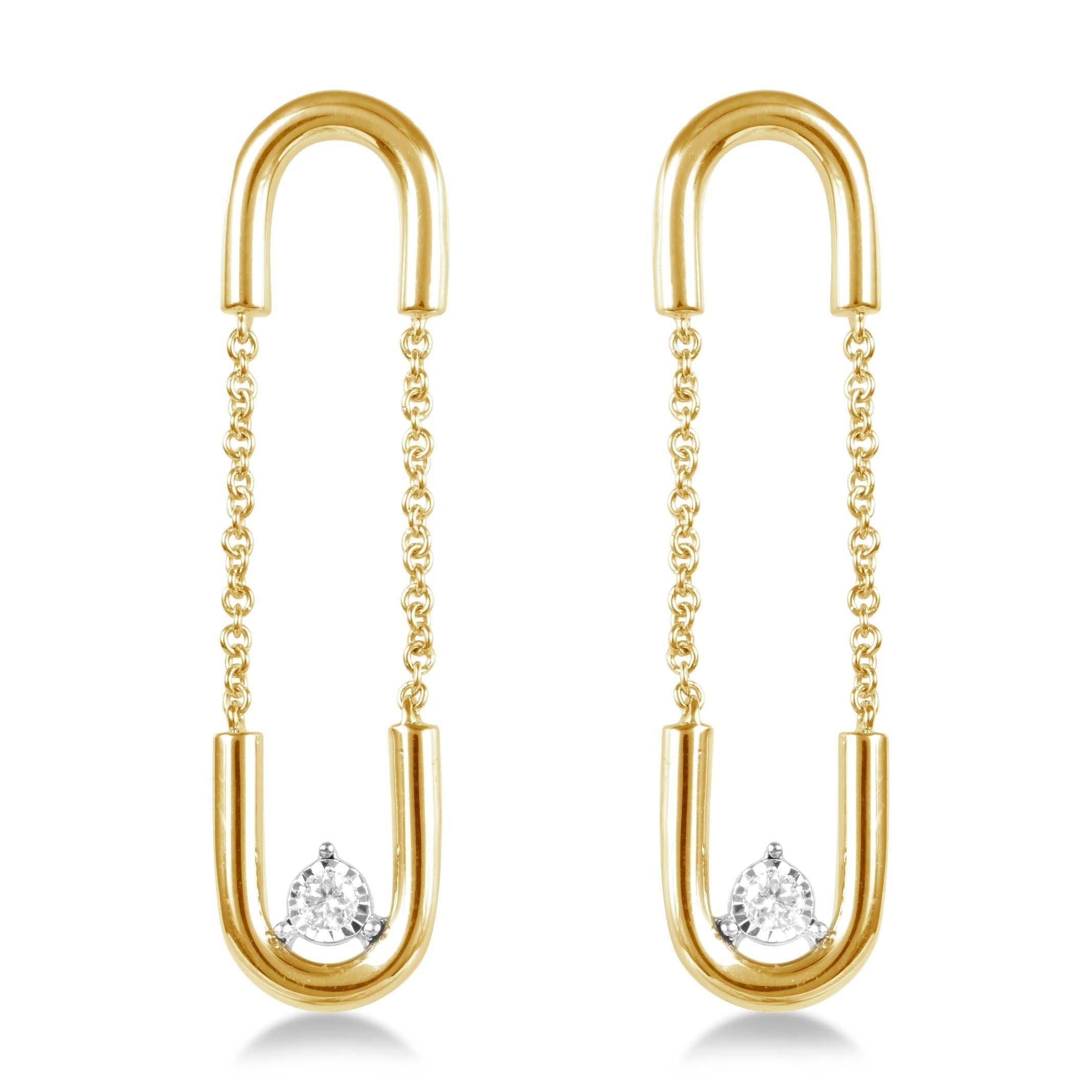 Paperclip Dangling Diamond Earrings