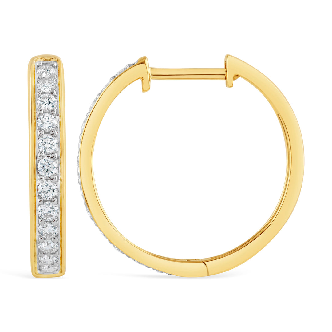 Diamond and Gold Hoop Earrings