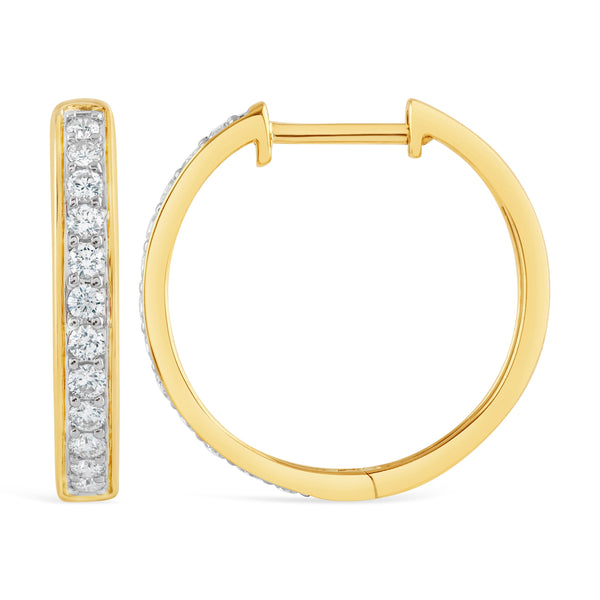 Diamond and Gold Hoop Earrings