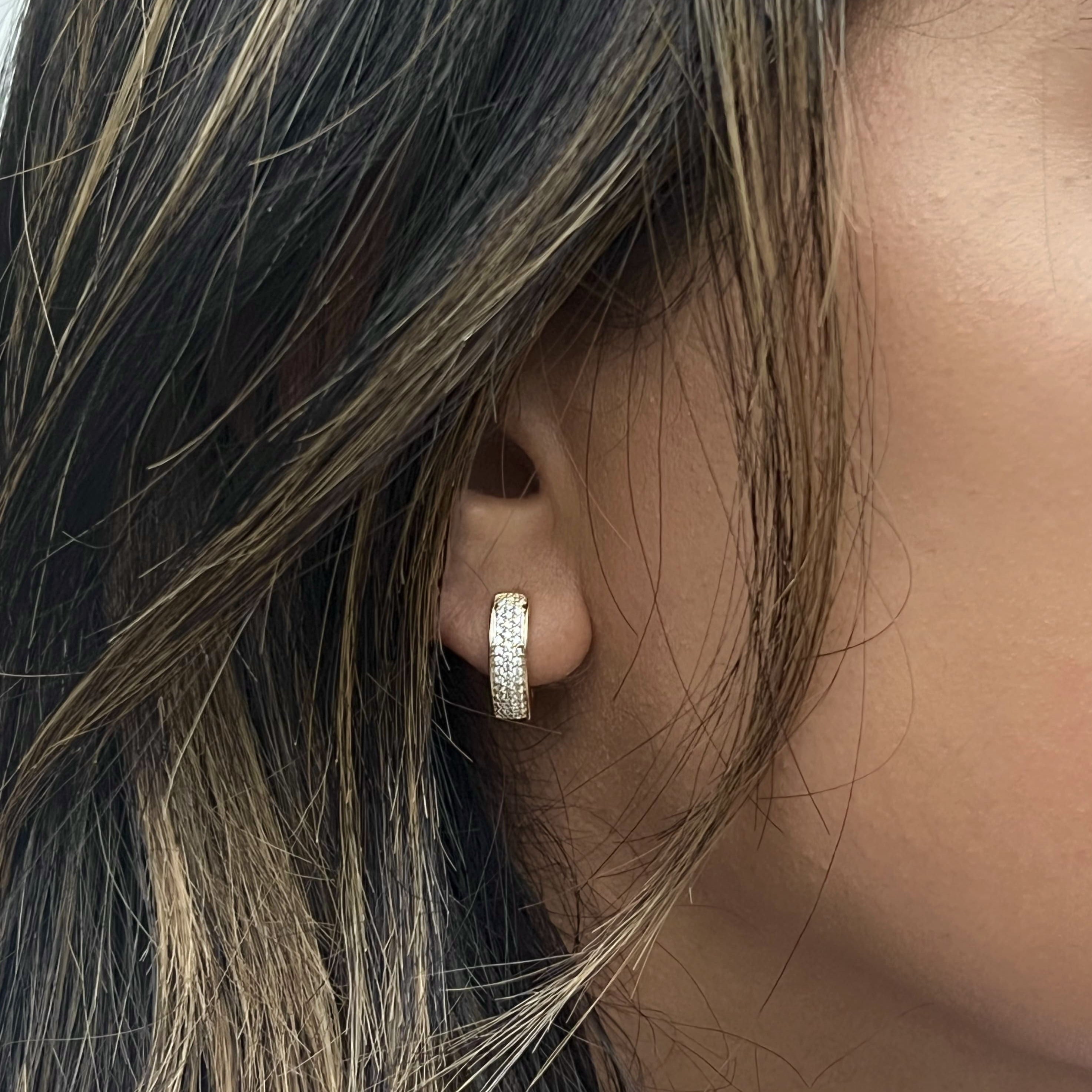 Diamond V Shape Gold Hoop Earrings