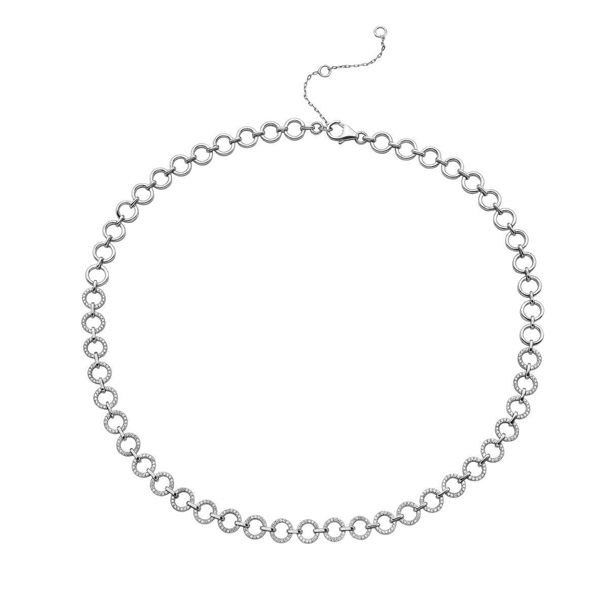 Full Circle Link Semi-Eternity Diamond Necklace