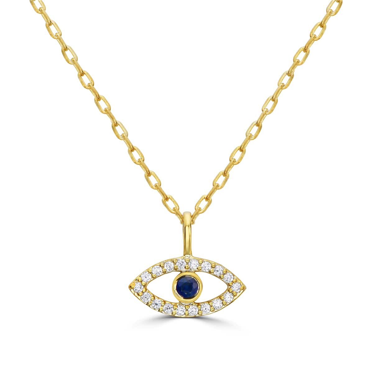 Diamond & Blue Sapphire Evil Eye Pendant
