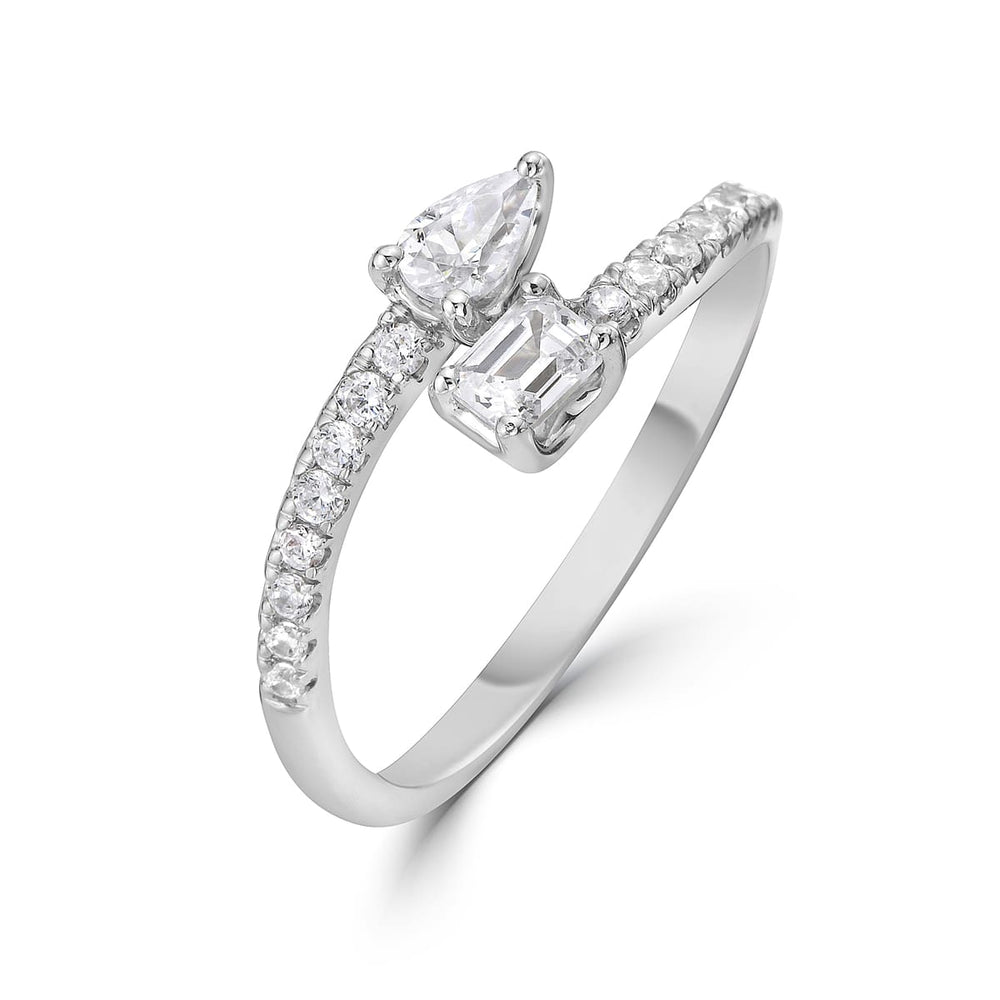 Toi Et Moi Emerald and Pear Diamond Ring-2