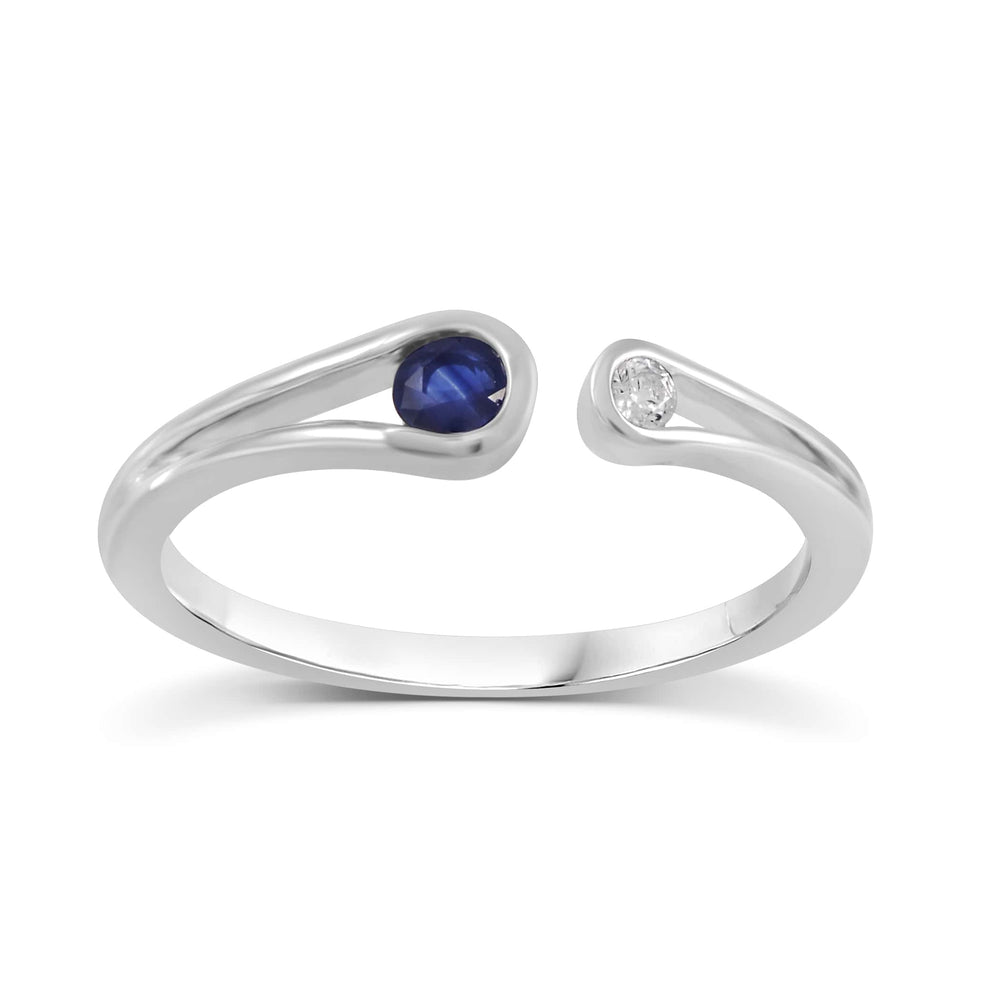 Diamond and Sapphire Open Band Ring-2