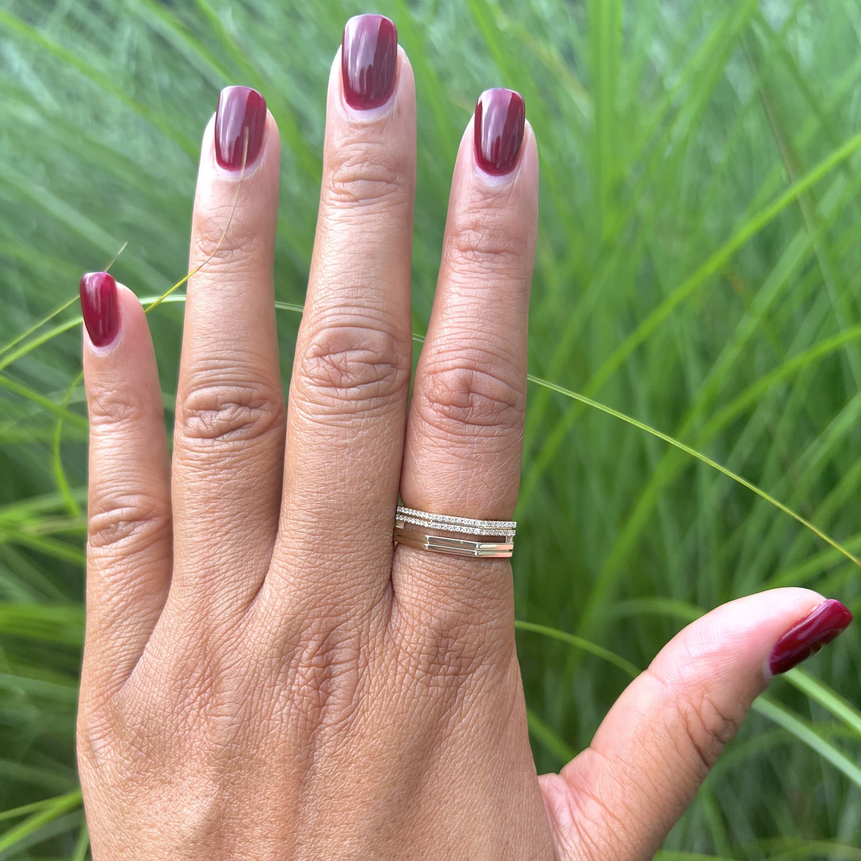 Parallel Honeycomb Diamond Ring