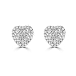 Diamond Cluster Heart Stud Earrings