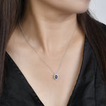 Blue Sapphire Oval & Diamond Pendant