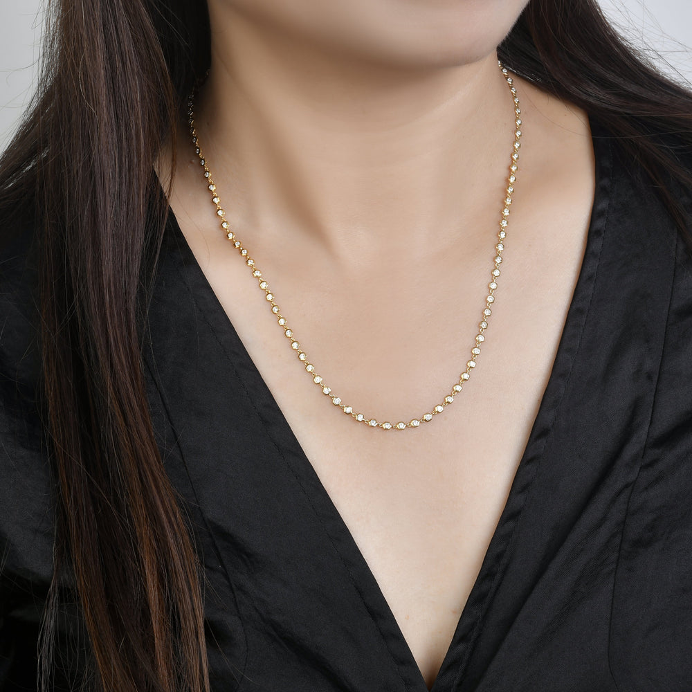 Honeycomb Diamond Bezel Tennis Necklace-2