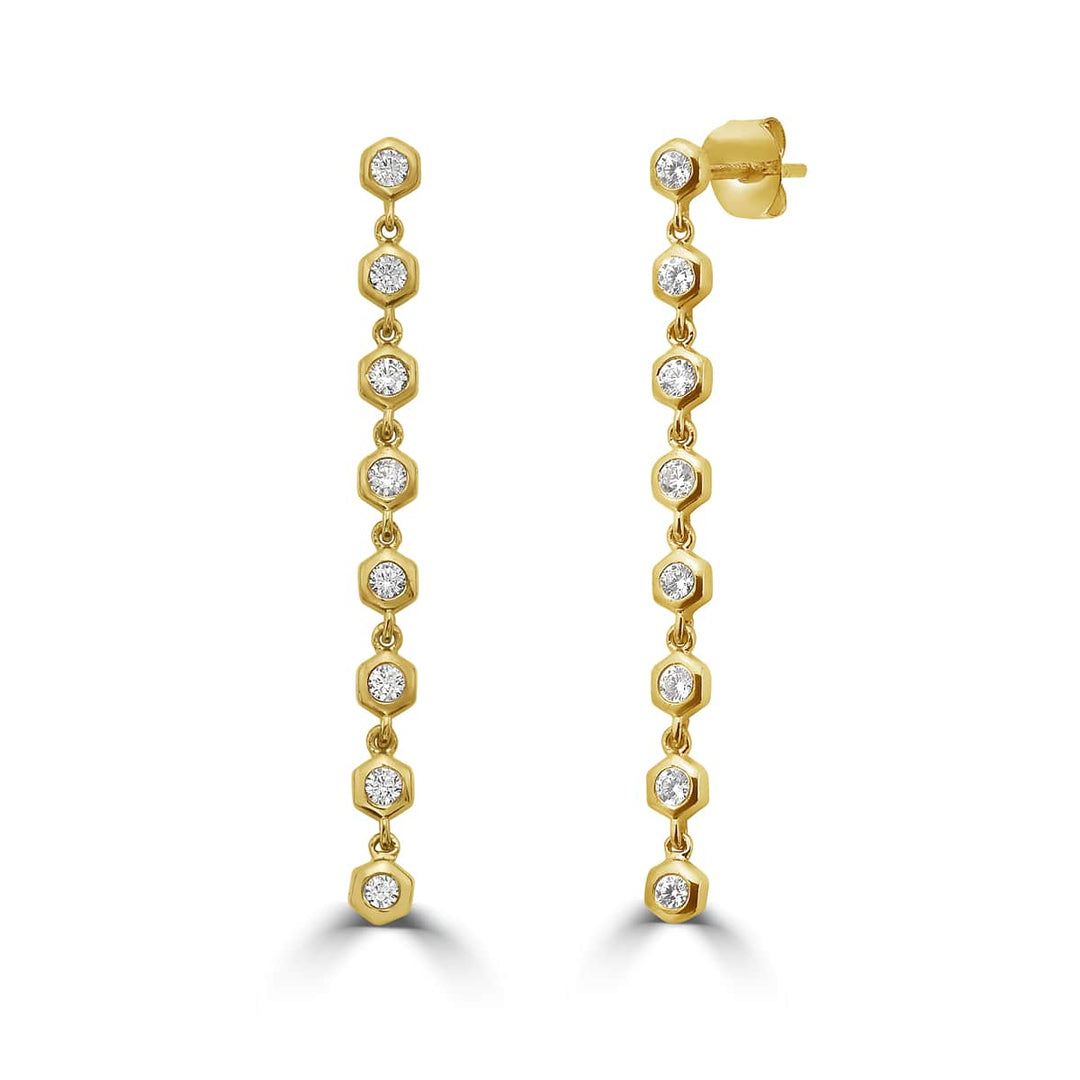 Honeycomb Cz Dangling Earrings