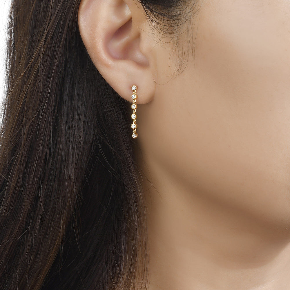 Honeycomb Diamond Dangling Earrings-2