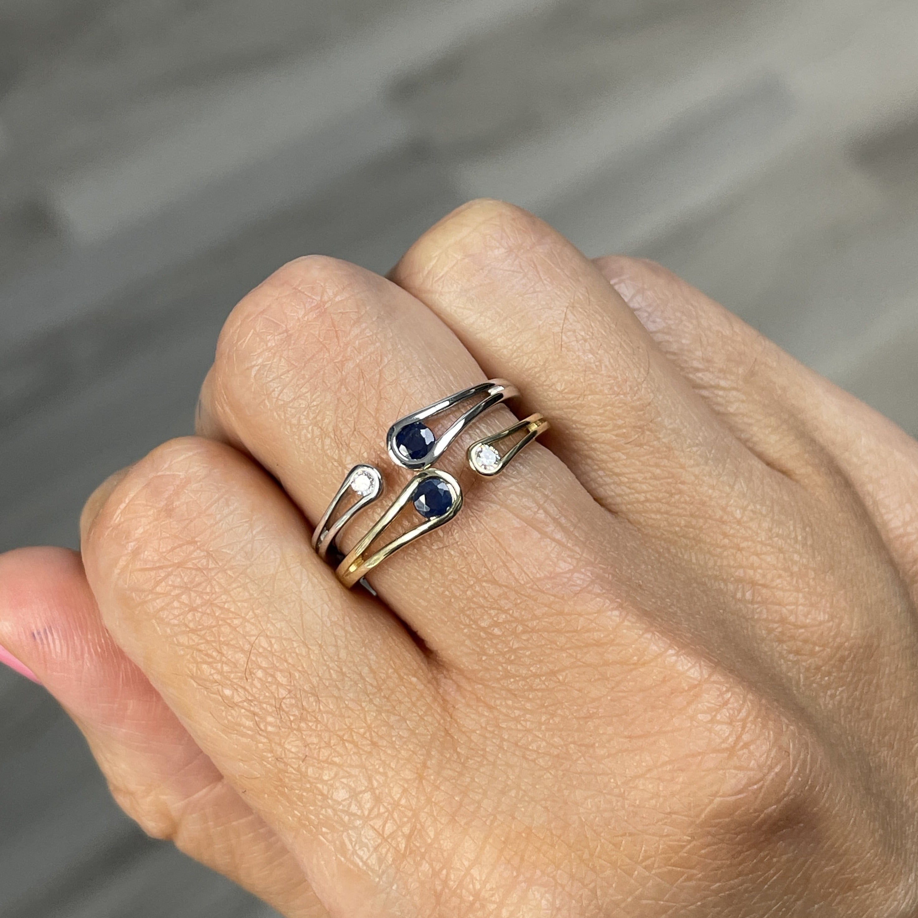 Diamond and Sapphire Open Band Ring