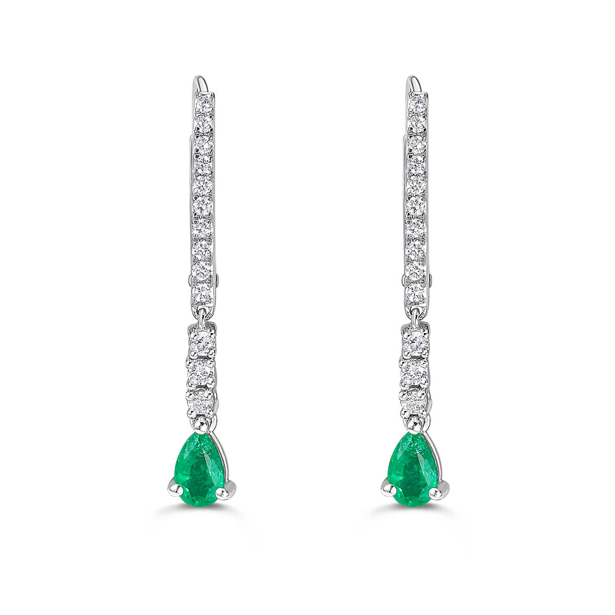 Emerald and Diamond Dangle Earrings