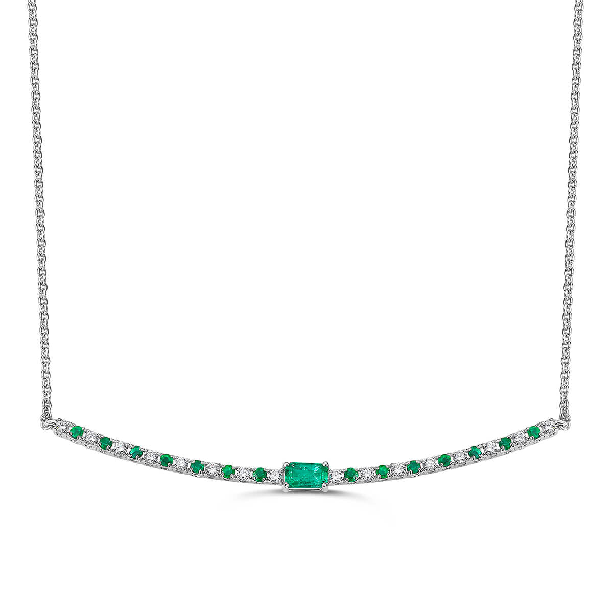 Emerald and Diamond Bar Necklace