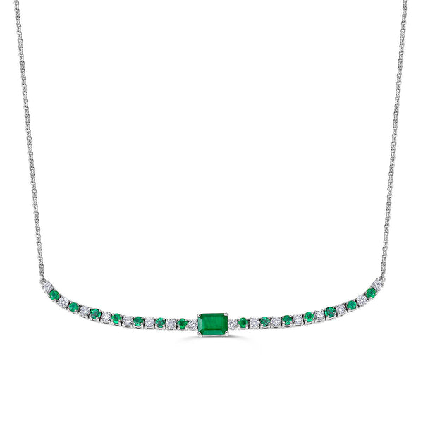 Emerald and Diamond Bar Necklace