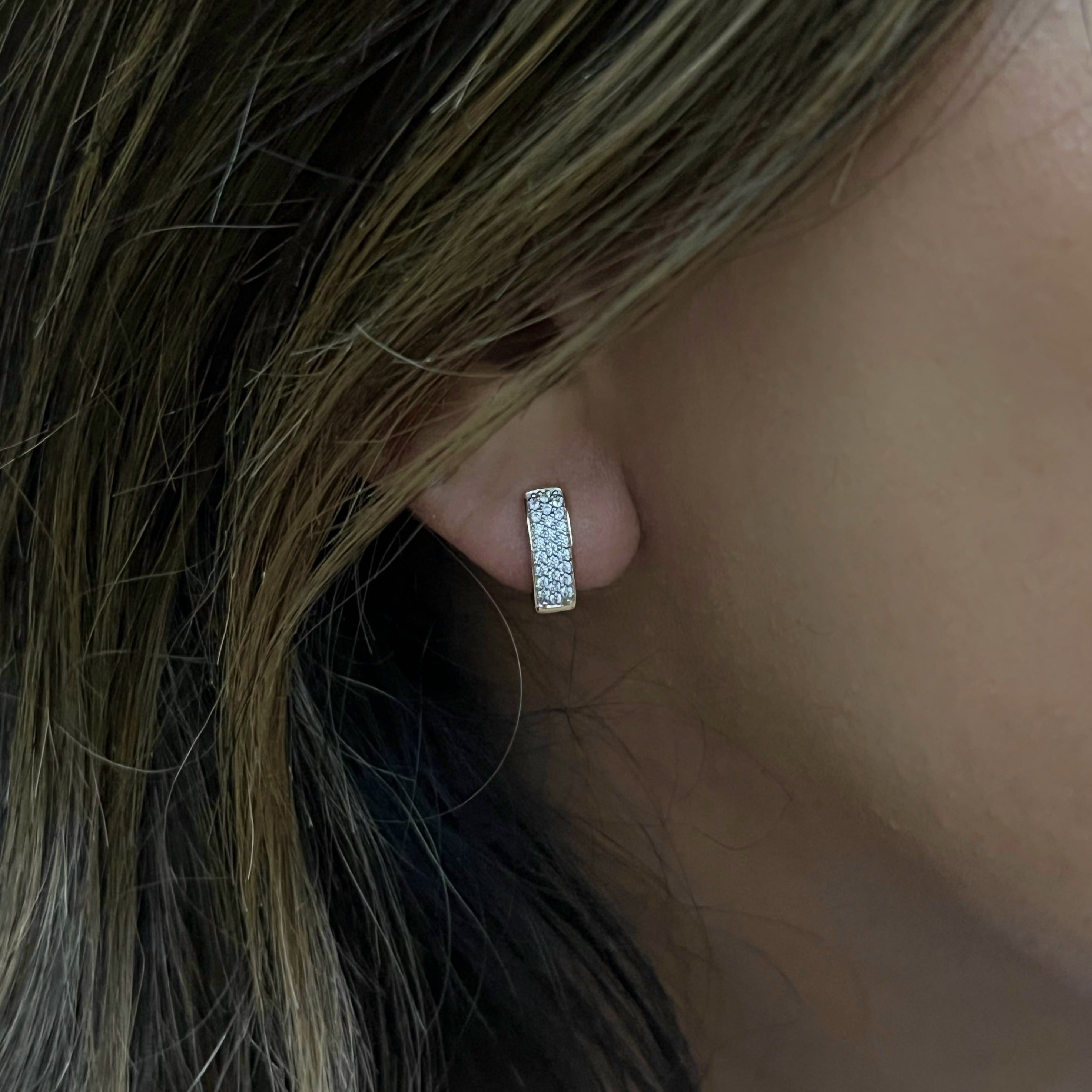 Diamond V Shape Gold Huggie Earrings