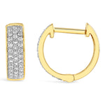 Triple Row CZ Huggie Earrings