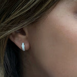 Triple Row CZ Huggie Earrings