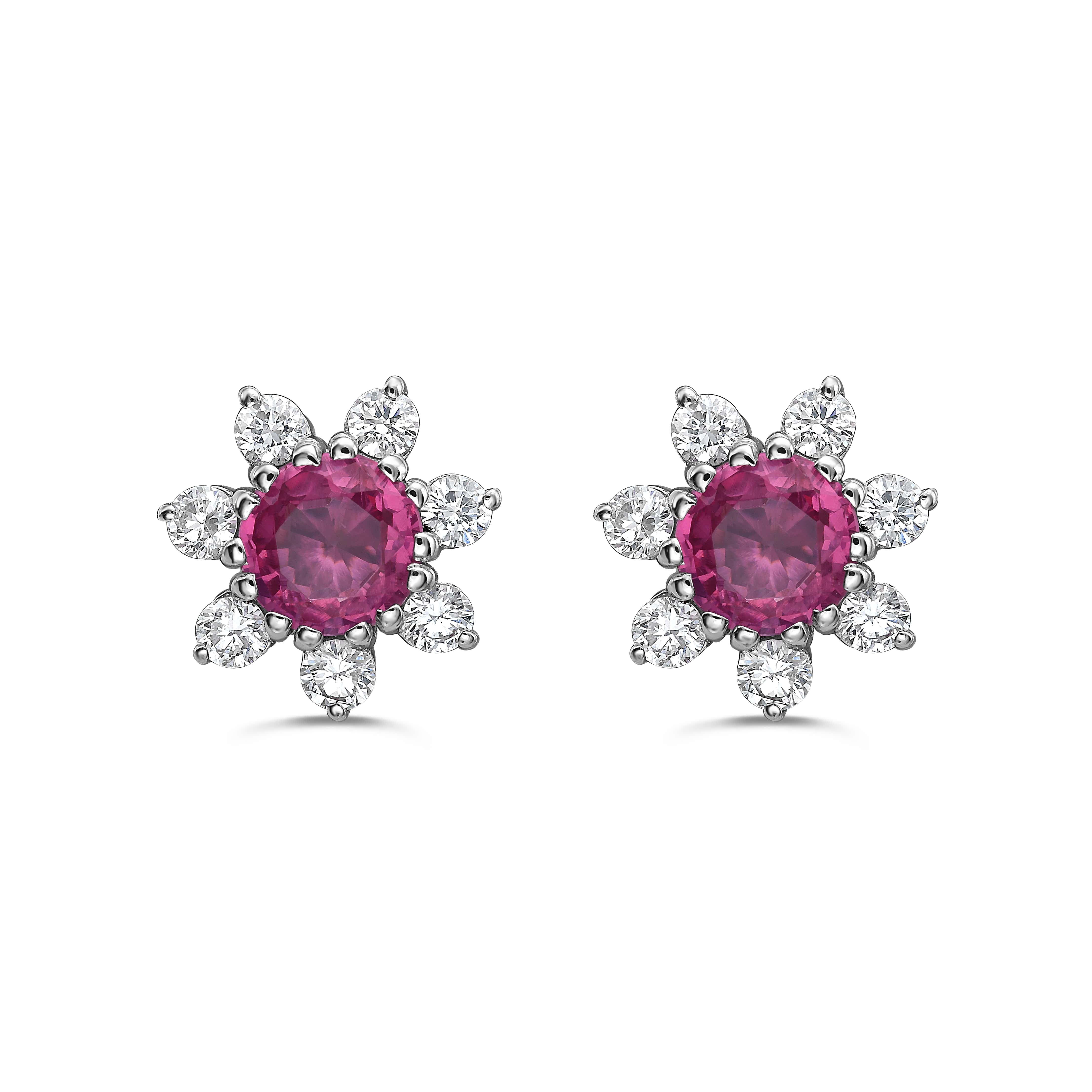 Spinel and Diamond Stud Earrings