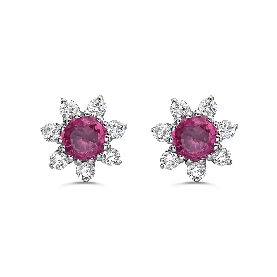 Spinel and Diamond Stud Earrings