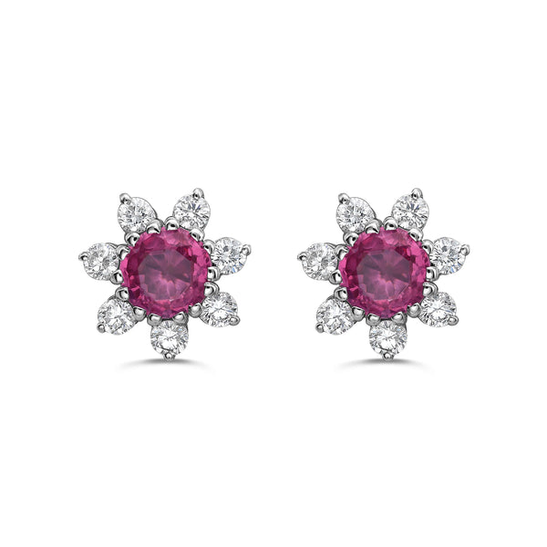 Spinel and Diamond Stud Earrings