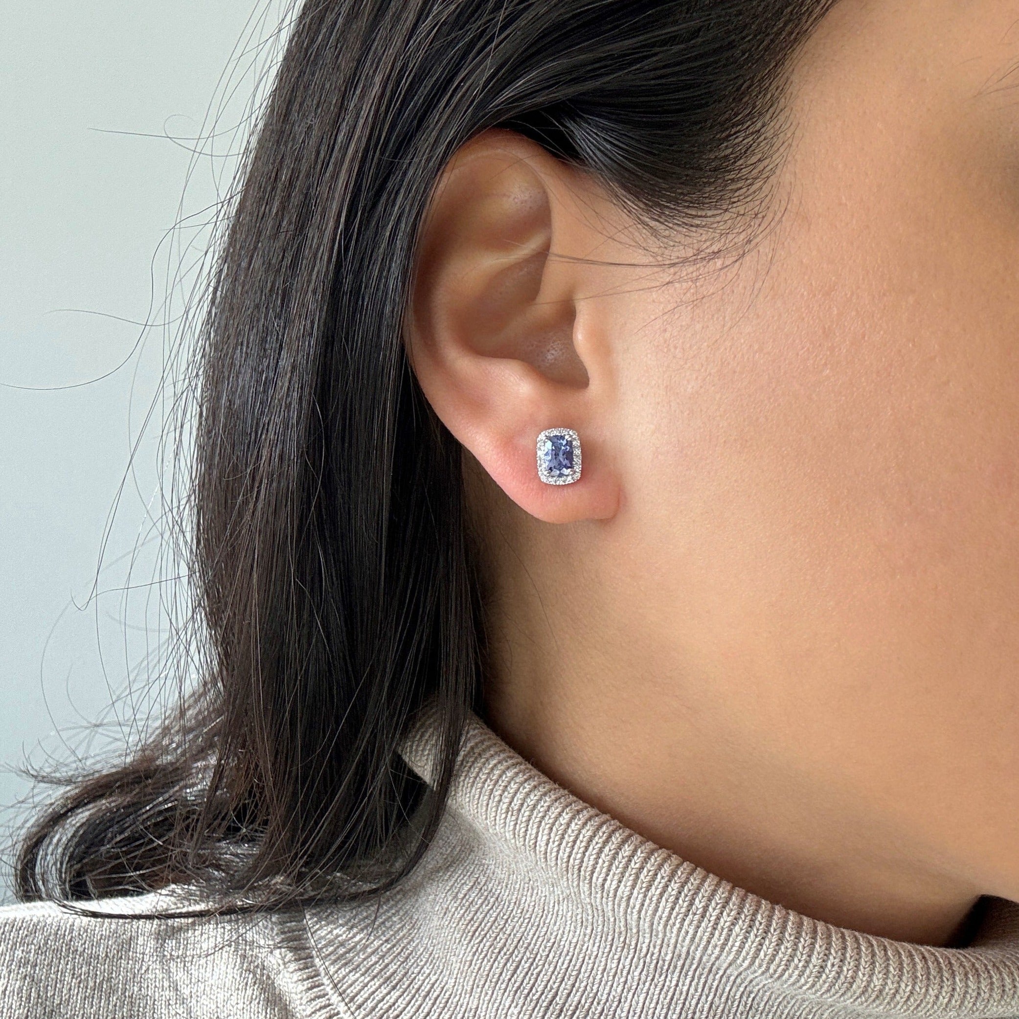 Tanzanite and Diamond Studs