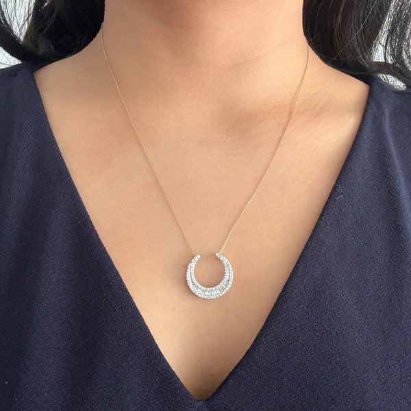 Diamond Crescent Moon Gold Pendant