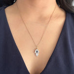 Diamond and Blue Sapphire Hamsa Pendant