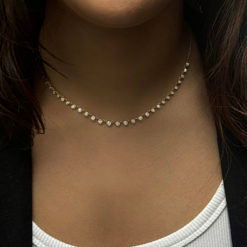 Graduated Diamond Station Necklace-2