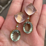 Rose Quartz and Prasiolite Drop Earrings