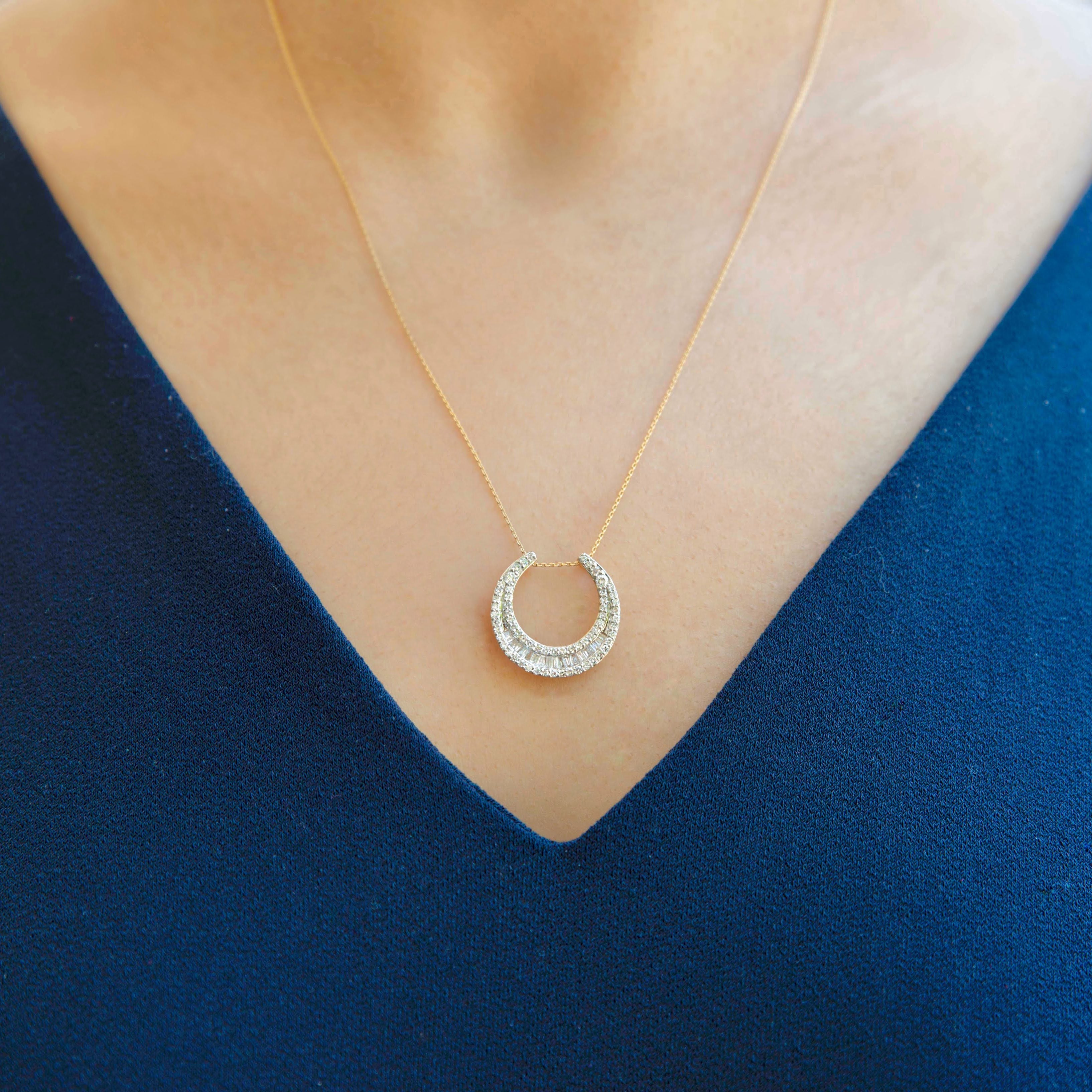 Diamond Crescent Moon Gold Pendant
